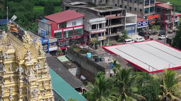 Aerial view of Sri Muthumariamman Temple in Kandy Sri Lanka.