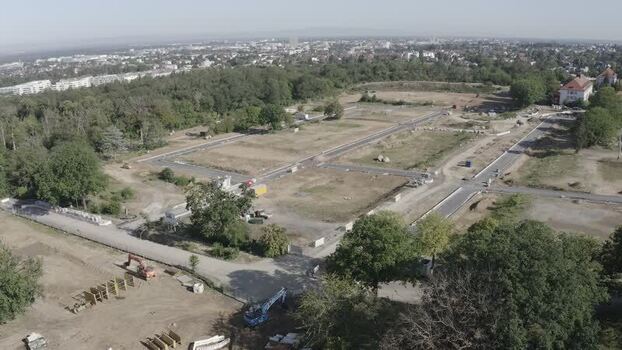 Aerial view of Bessungen district development area Germany.