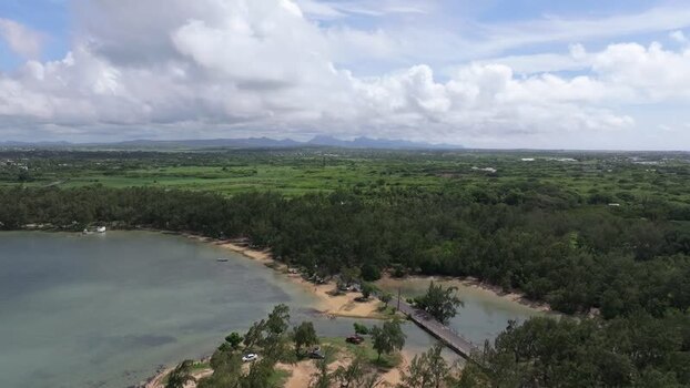 Aerial view of Cap Malheureux coastline Mauritius.