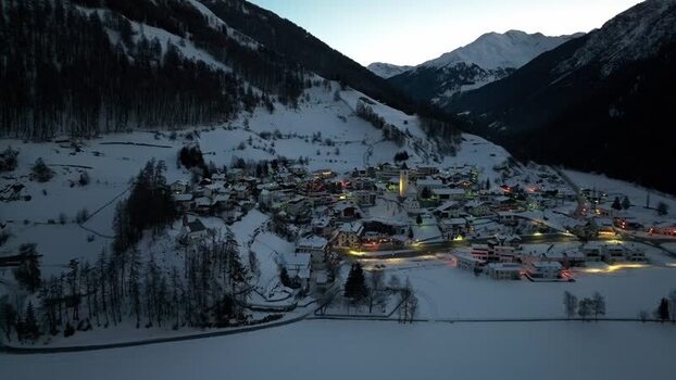 Aerial view of Graun im Vinschgau village in Italy. Aerial view of Graun im Vinschgau village in Italy.