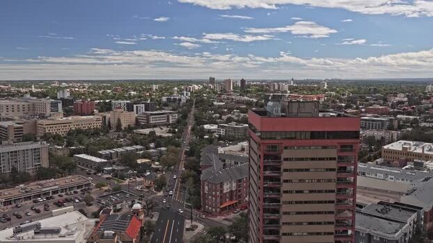 Aerial view of Denver city skyline United States.