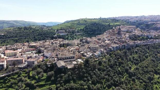 Aerial view of the historic hilltop town of Ragusa Italy. Aerial view of the historic hilltop town of Ragusa Italy.