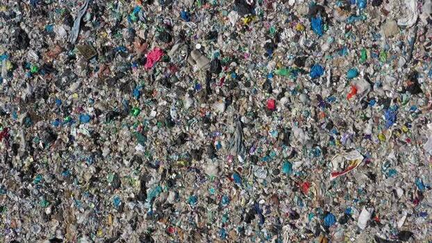 Aerial view of a massive landfill site in Russia.