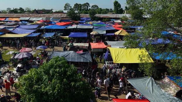 Aerial view of Bonyokan Pasar Legi market Indonesia.