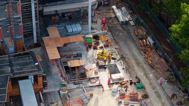 Aerial view of Kendall Square construction site United States. Aerial view of Kendall Square construction site United States.