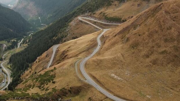 Aerial view of Transfagarasan road in the Carpathian Mountains Romania. Aerial view of Transfagarasan road in the Carpathian Mountains Romania.