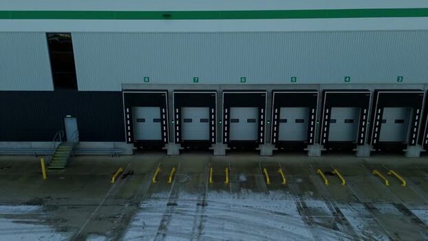 Aerial view of loading bays Willowbrook estate United Kingdom.
