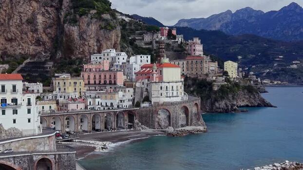 Aerial view of Atrani cityscape Italy.
