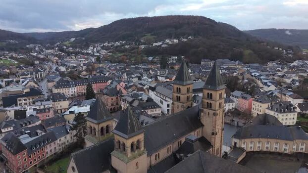 Aerial view of Echternach Abbey in Echternach Luxembourg.