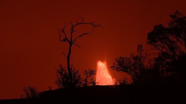 View of lava fountain at Halema uma u Crater United States.