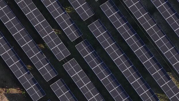 Aerial view of solar panels Portugal.