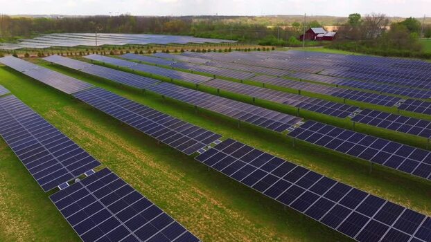Aerial view of Solar Panels United States.