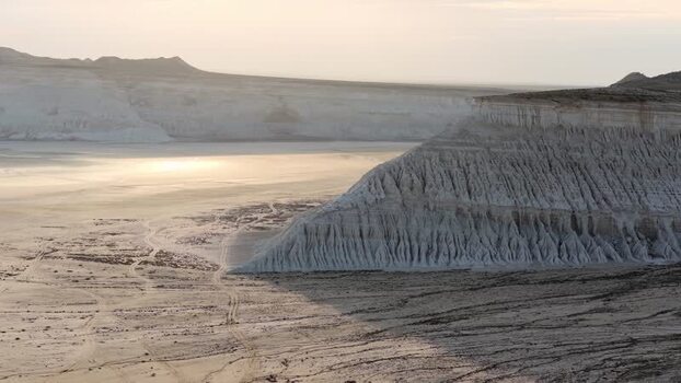 Aerial view of Tuzbair salt flats and white cliffs Kazakhstan. Aerial view of Tuzbair salt flats and white cliffs Kazakhstan.