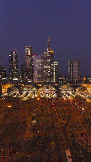 Aerial view of Hauptbahnhof and the city skyline Germany.