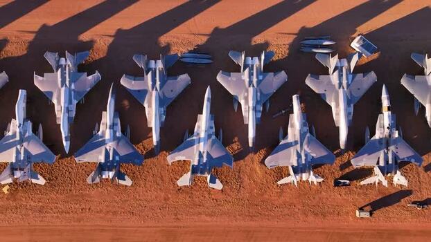 Aerial view of military planes storage United States. Aerial view of military planes storage United States.