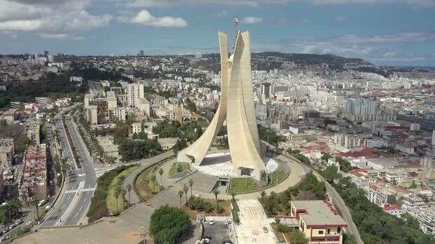 Aerial view of Maqam Echahid in Algiers Algeria.
