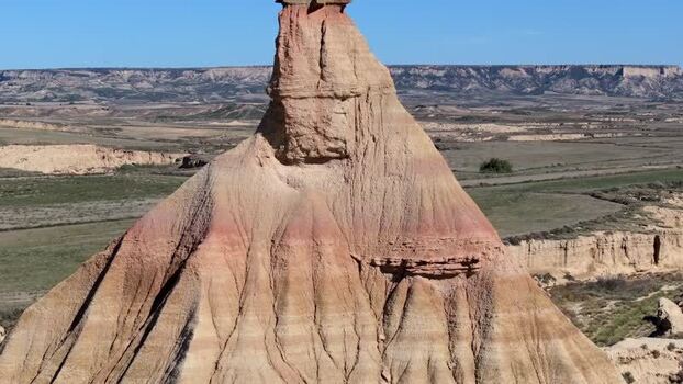 Aerial view of Castildetierra rock formation in Bardenas Reales Spain.