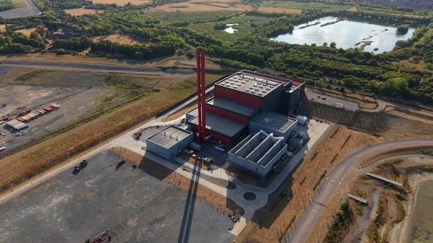 Aerial view of Rookery South ERF and Millbrook Power United Kingdom.