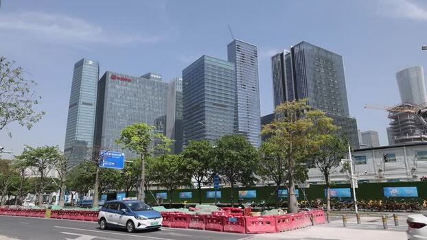 View of modern skyscrapers in the business district of Shenzhen China. View of modern skyscrapers in the business district of Shenzhen China.