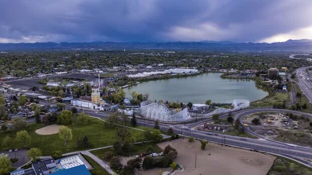 Aerial view of Lakeside Amusement Park in Denver United States.