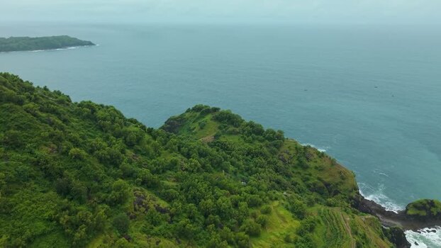 Aerial view of Bukit Pengilon cliffs and the ocean Indonesia.