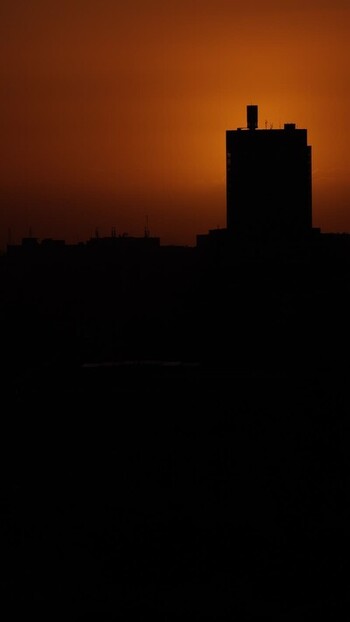 Aerial view of building at sunset Portugal.