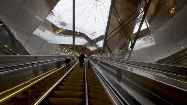 View of escalators in Gare Gustave Roussy Villejuif France. View of escalators in Gare Gustave Roussy Villejuif France.