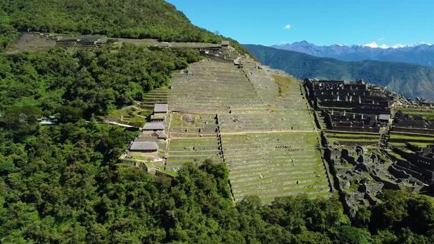 Aerial view of Machu Picchu terraces in Urubamba Province Peru. Aerial view of Machu Picchu terraces in Urubamba Province Peru.