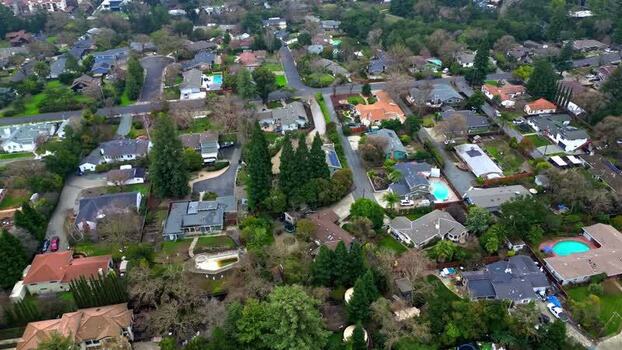 Aerial view of residential neighborhood in San Francisco United States.