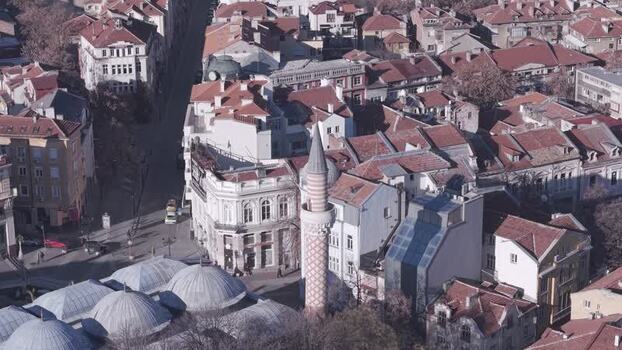 Aerial view of Dzhumaya Mosque in Plovdiv Bulgaria.