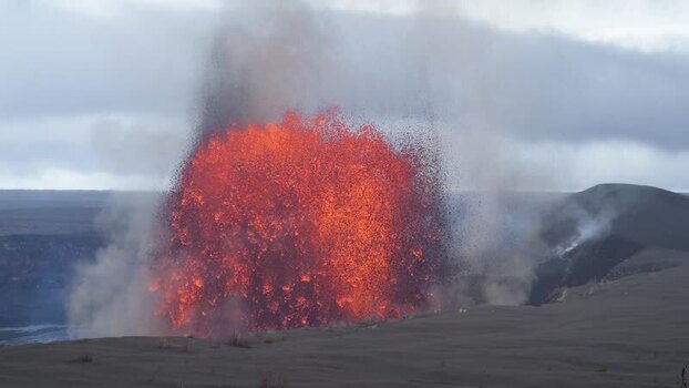 View of lava fountain at Halema uma u Crater United States.
