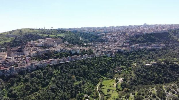 Aerial view of the historic baroque town of Ragusa Ibla Italy. Aerial view of the historic baroque town of Ragusa Ibla Italy.