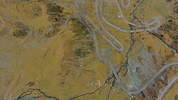 Aerial view of Transfagarasan mountain road in Romania. Aerial view of Transfagarasan mountain road in Romania.
