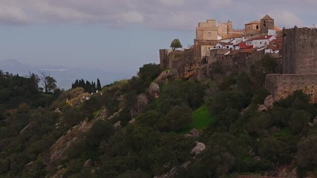 Aerial view of Castellar Viejo fortress and village Spain. Aerial view of Castellar Viejo fortress and village Spain.
