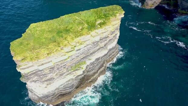 Aerial view of Dun Briste sea stack in Ballycastle Ireland. Aerial view of Dun Briste sea stack in Ballycastle Ireland.