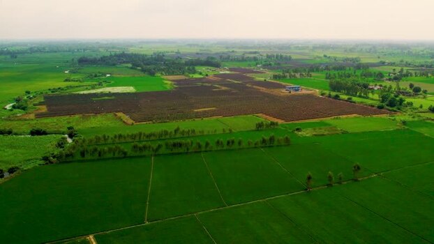 Aerial view of village fields in Patna India.