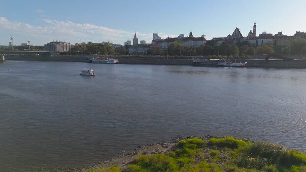 Aerial view of Vistula River and Warsaw skyline Poland. Aerial view of Vistula River and Warsaw skyline Poland.