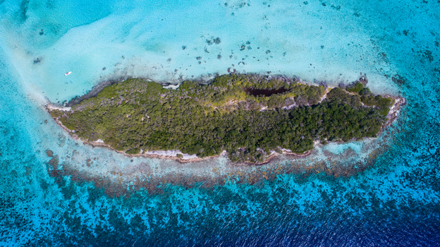 Aerial view of Los Roques archipelago featuring a lush green island surrounded by vibrant turquoise coral reefs and clear tropical waters in Los Roques Dependencias Federale Venezuela. Aerial view of Los Roques archipelago featuring a lush green island surrounded by vibrant turquoise coral reefs and clear tropical waters in Los Roques Dependencias Federale Venezuela.