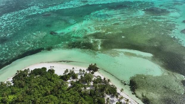 Aerial view of the tropical coastline and coral reefs in Maldives. Aerial view of the tropical coastline and coral reefs in Maldives.