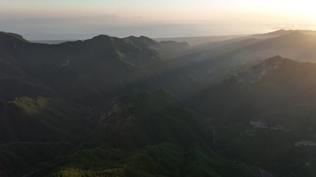 Aerial view of Foce del Pallone mountain landscape Italy.