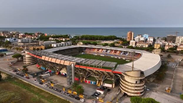 Aerial view of Stadio Riviera delle Palme Italy.