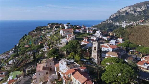 Aerial view of Ravello architecture Italy.