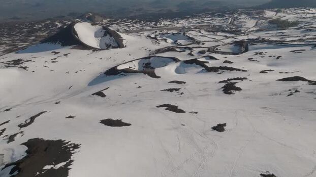 Aerial view of Rifugio Sapienza and volcanic craters on Mount Etna Italy. Aerial view of Rifugio Sapienza and volcanic craters on Mount Etna Italy.