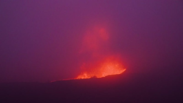 View of Halemaumau Crater eruption United States.