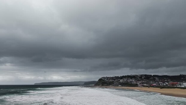 Aerial view of Newcastle coastline Australia.