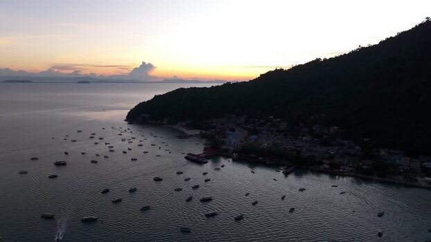 Aerial view of Perhentian Islands at sunset in Malaysia. Aerial view of Perhentian Islands at sunset in Malaysia.