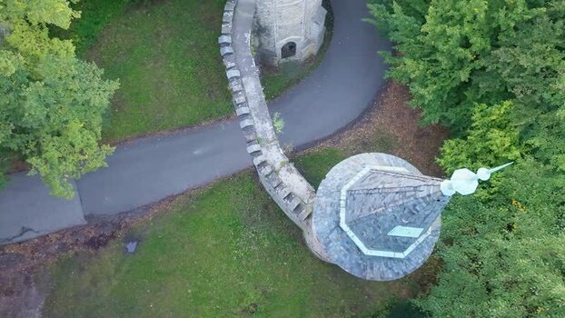 Aerial view of Arturuv hrad tower and stone walls Czechia. Aerial view of Arturuv hrad tower and stone walls Czechia.