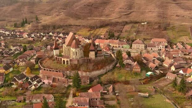 Aerial view of Biertan Fortified Church in Romania. Aerial view of Biertan Fortified Church in Romania.