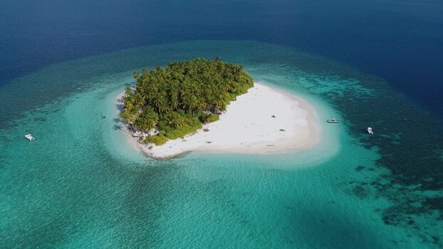Aerial view of a tropical island with palm trees Maldives. Aerial view of a tropical island with palm trees Maldives.