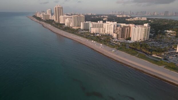 Aerial view of Miami Beach coastline in United States.